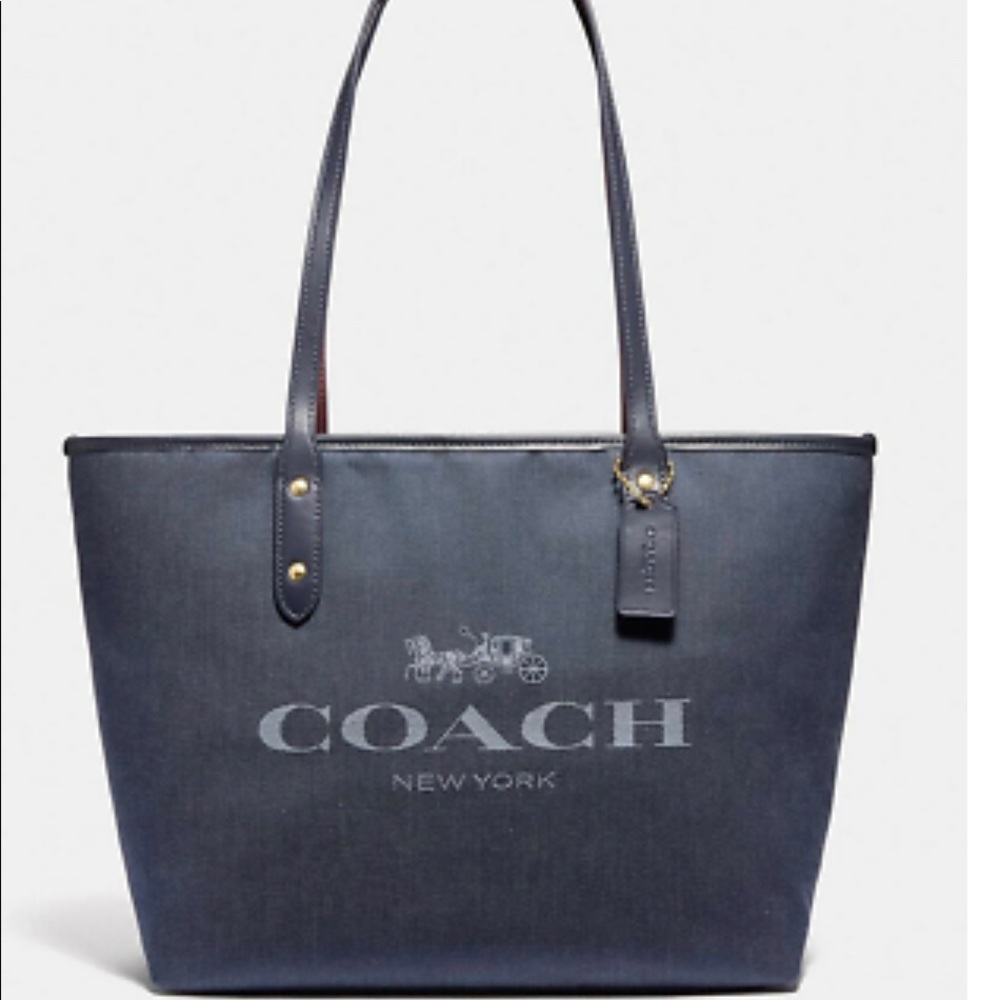 COACH Horse and Carriage Jacquard City Zip Tote